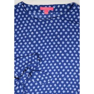 Lilly‎ Pulitzer Blue Polka Dot 3/4 Sleeve Size Medium Blouse Langston Top